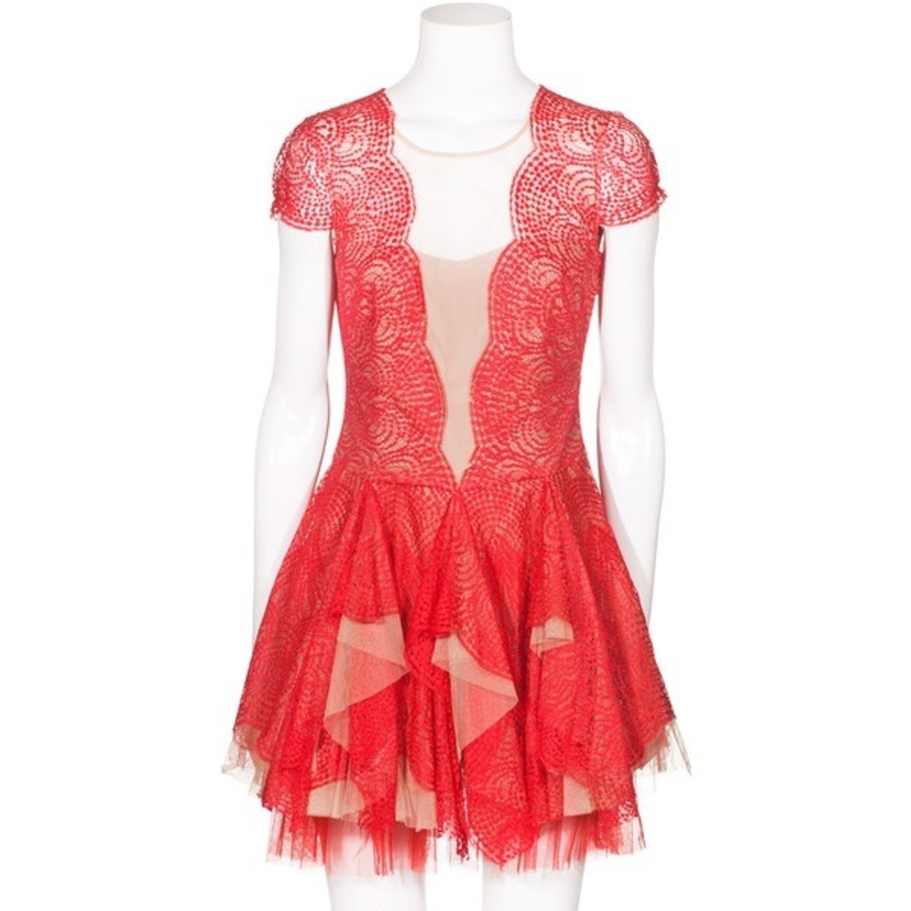 BCBG MAX AZRIA Norelia Red Multilayered Dress